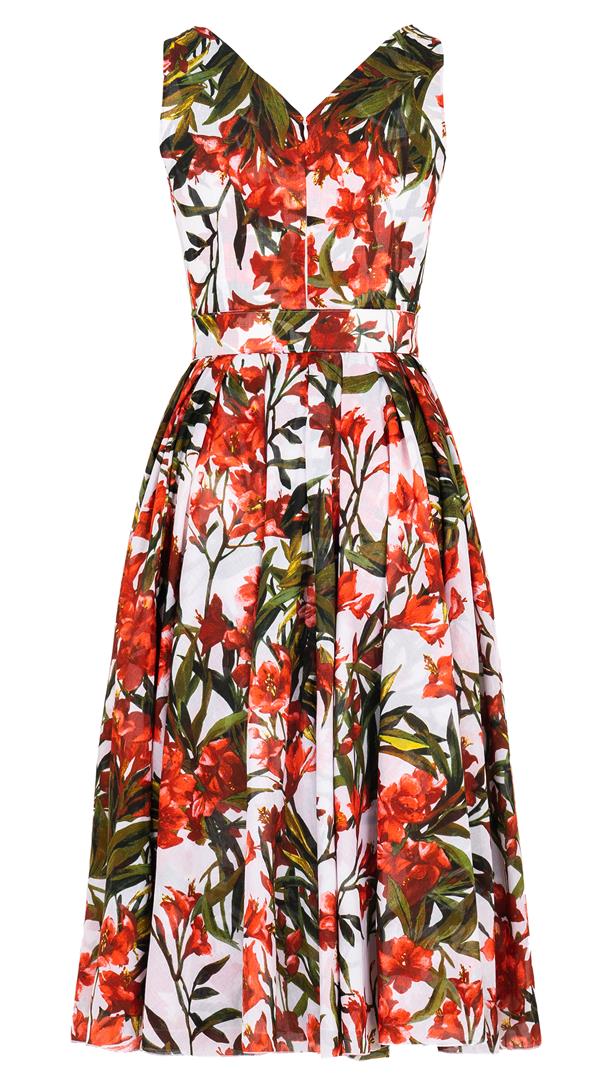 Vivien Dress V Neck Sleeveless Midi Length Musola (Paper Flower White) @1