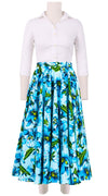 Abelia Skirt Midi Length Cotton Stretch (Paper Lillies Ground)