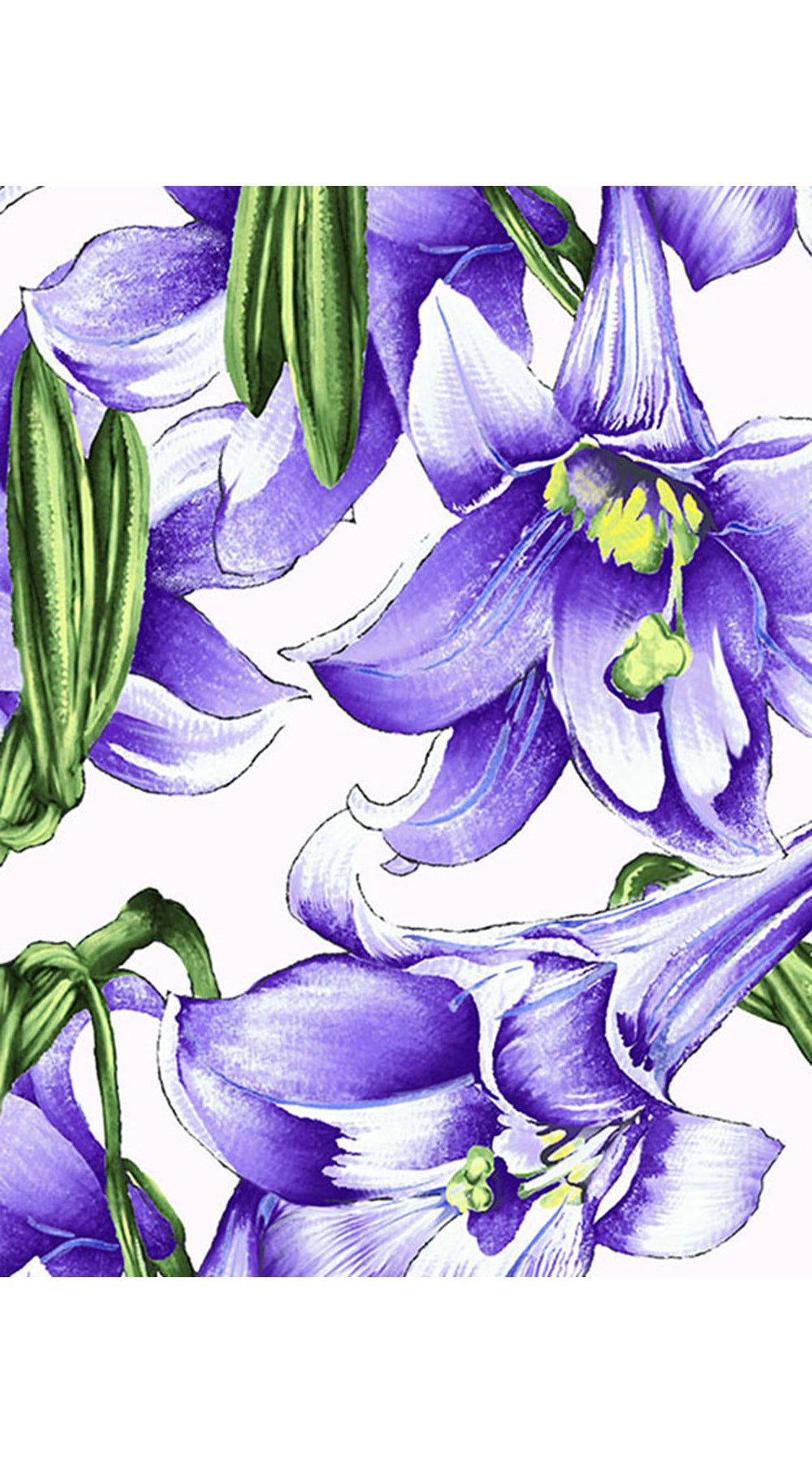 Audrey Dress #1 Shirt Collar 3/4 Sleeve Long Length Cotton Stretch (Paper Lillies White)