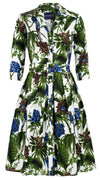 Audrey Dress #1 Shirt Collar 3/4 Sleeve Cotton Stretch (Paradise Jungle)