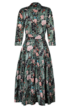 Audrey Dress #7 Shirt Collar 3/4 Sleeve Midi Length Poliamide Taffta (Paradiso)