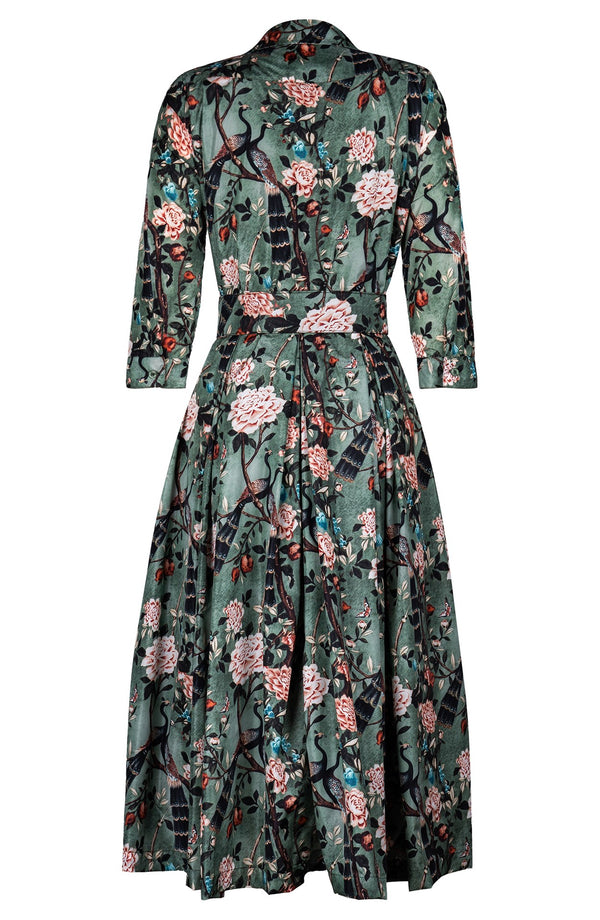 Audrey Dress #7 Shirt Collar 3/4 Sleeve Midi Length Poliamide Taffta (Paradiso)