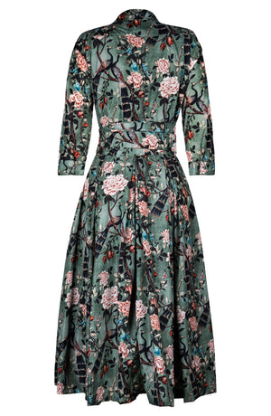 Audrey Dress #7 Shirt Collar 3/4 Sleeve Midi Length Poliamide Taffta (Paradiso)