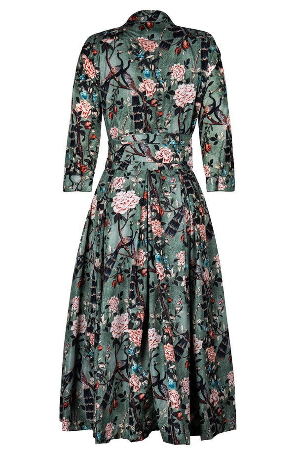 Audrey Dress #7 Shirt Collar 3/4 Sleeve Midi Length Poliamide Taffta (Paradiso)