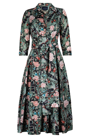 Audrey Dress #7 Shirt Collar 3/4 Sleeve Midi Length Poliamide Taffta (Paradiso)