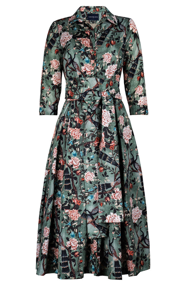 Audrey Dress #7 Shirt Collar 3/4 Sleeve Midi Length Poliamide Taffta (Paradiso)