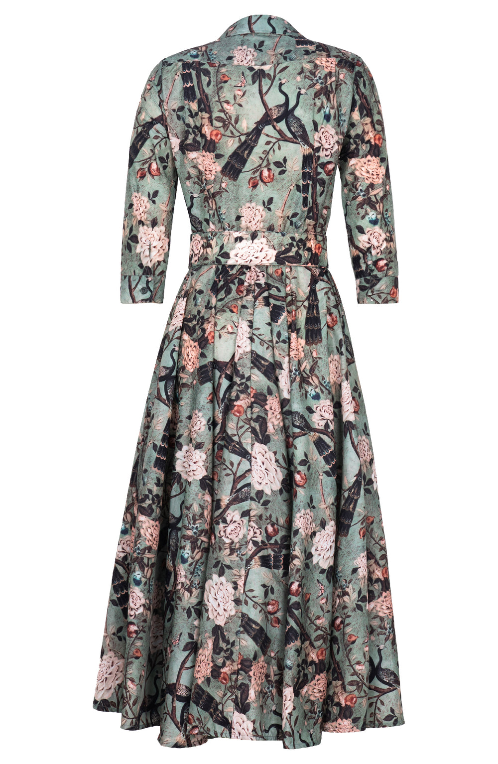 Aster Dress Shirt Collar 3/4 Sleeve Midi Plus Length Poliamide Taffta (Paradiso Velvet)