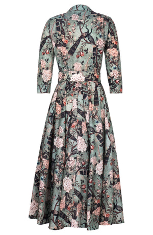 Aster Dress Shirt Collar 3/4 Sleeve Midi Plus Length Poliamide Taffta (Paradiso Velvet)