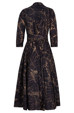 Terry Dress Shirt Collar 3/4 Sleeve Midi Plus Length Poliamide Taffta (Palma)