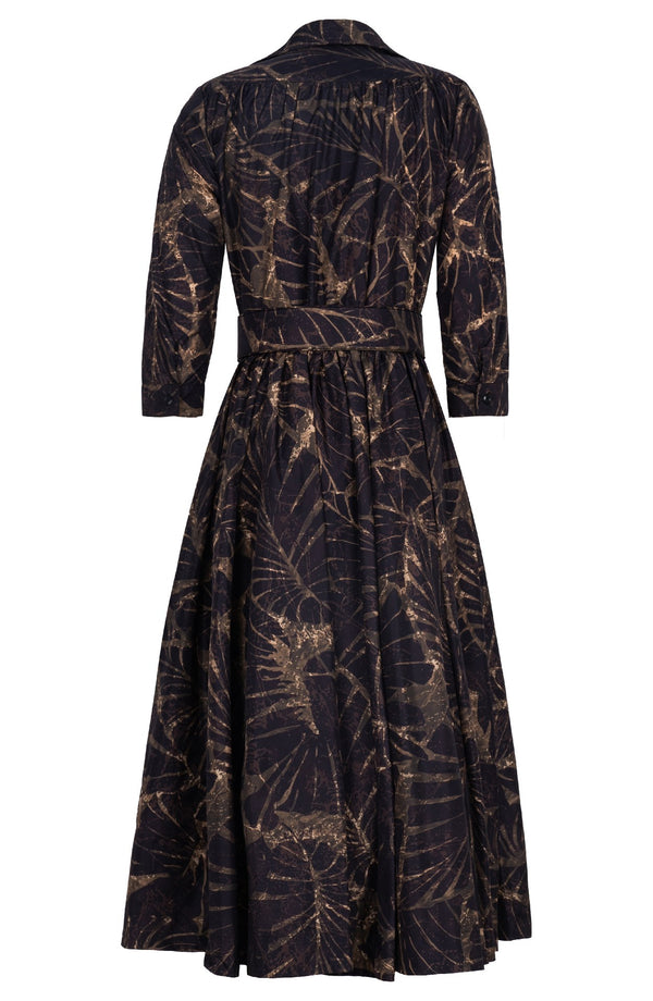 Terry Dress Shirt Collar 3/4 Sleeve Midi Plus Length Poliamide Taffta (Palma)