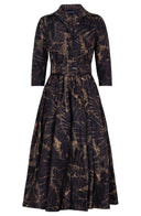 Terry Dress Shirt Collar 3/4 Sleeve Midi Plus Length Poliamide Taffta (Palma)