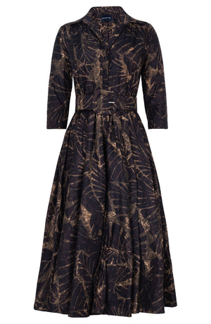 Terry Dress Shirt Collar 3/4 Sleeve Midi Plus Length Poliamide Taffta (Palma)