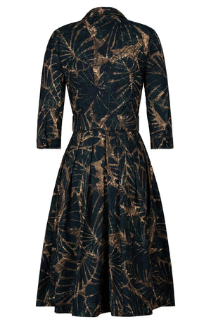 Audrey Dress #1 Shirt Collar 3/4 Sleeve Long Length Cotton Stretch (Palma Velvet)