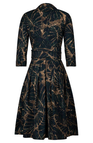 Audrey Dress #1 Shirt Collar 3/4 Sleeve Long Length Cotton Stretch (Palma Velvet)