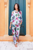 Pajama Shirt & Pajama Pants Silk Twill (Pasitano Flower)