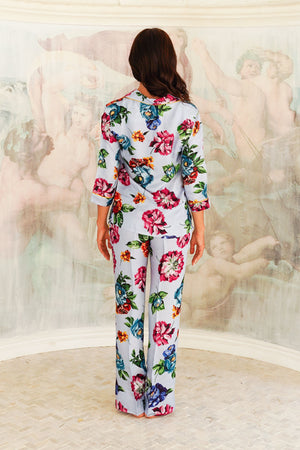 Pajama Shirt & Pajama Pants Silk Twill (Pasitano Flower)