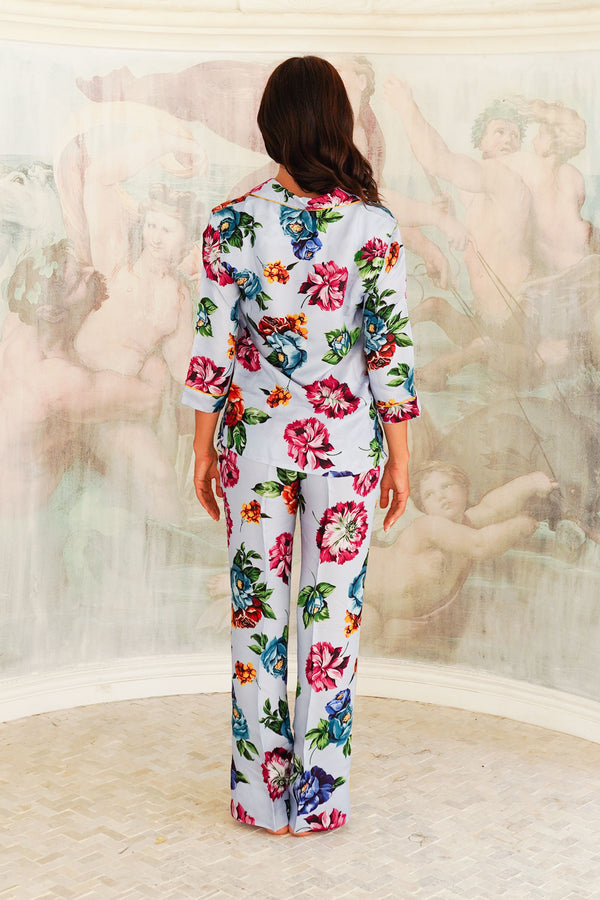 Pajama Shirt & Pajama Pants Silk Twill (Pasitano Flower)