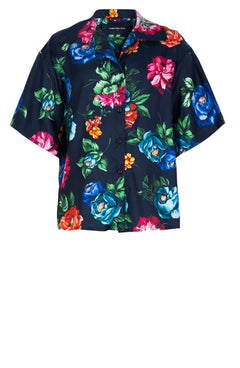 Leah Shirt Silk Twill (Positano Flower Bright)