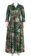 Audrey Dress #4 Shirt Collar 3/4 Sleeve Midi Plus Length Wool Musola (Passion Flora)