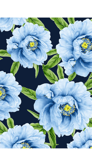 Rose Dress Crew Neck Sleeveless Long Length Cotton Stretch (Pastel Magnolia Ground)