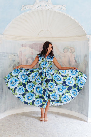 Terry Dress Shirt Collar Sleeveless Midi Plus Length Poliamide Taffta (Pastel Magnolia Ground)