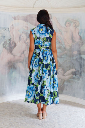 Terry Dress Shirt Collar Sleeveless Midi Plus Length Poliamide Taffta (Pastel Magnolia Ground)