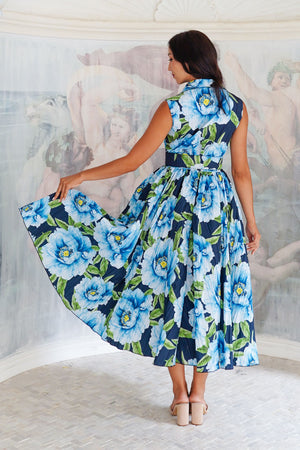 Terry Dress Shirt Collar Sleeveless Midi Plus Length Poliamide Taffta (Pastel Magnolia Ground)