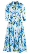 Aster Dress Shirt Collar 3/4 Sleeve Midi Length Ramie (Pastel Magnolia White)