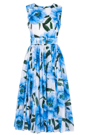 Aster Dress Crew Neck Sleeveless Midi Length Cotton Musola (Pastel Magnolia White)