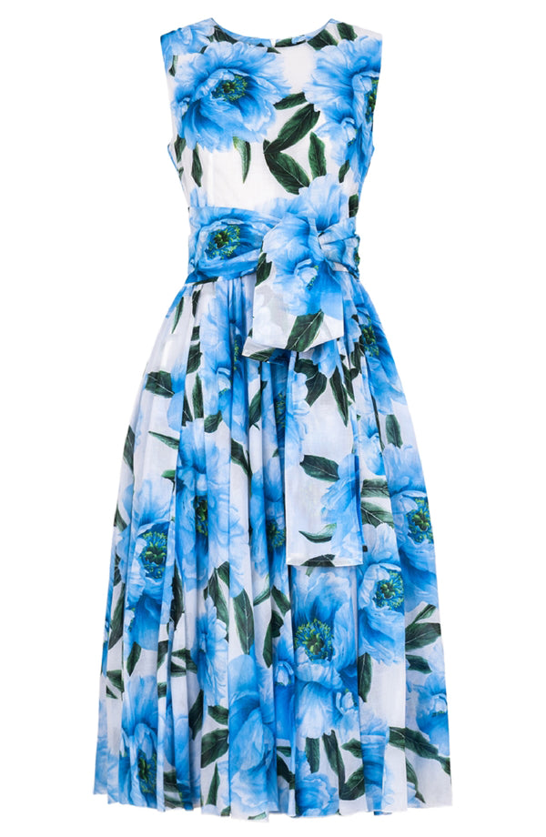 Aster Dress Crew Neck Sleeveless Midi Length Cotton Musola (Pastel Magnolia White)