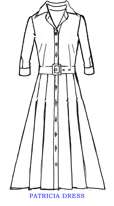Patricia Dress Shirt Collar 3/4 Sleeve Long +3 Length Cotton Musola (Shibori Square)