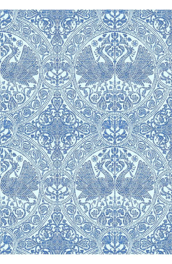 Aster Skirt #1 with Belt Midi Length Cotton Musola (Peacock Toile Pastel)