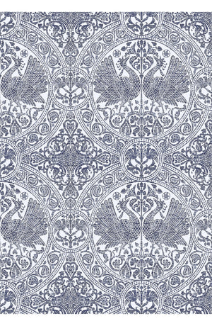 Aster Skirt #1 with Belt Midi Length Cotton Musola (Peacock Toile Pastel)