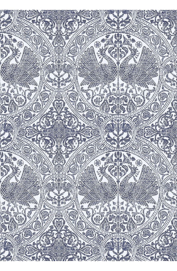 Aster Skirt #1 with Belt Midi Length Cotton Musola (Peacock Toile Pastel)