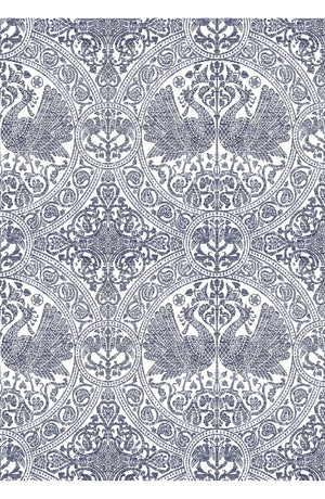 Aster Skirt #1 with Belt Midi Length Cotton Musola (Peacock Toile White)