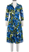 Audrey Dress #4 Shirt Collar 3/4 Sleeve Long Length Cotton Musola (Peony Bloom)