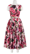 Aster Dress Boat Neck Sleeveless Midi Length Cotton Musola (Peony Kimono All Over)