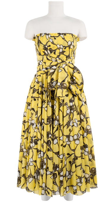 Aster Dress Tube Smock Band Strapless Midi Length Cotton Musola (Perssimon Bud Dusty)
