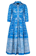 Audrey Dress #7 Shirt Collar 3/4 Sleeve Midi Plus Length Poliamide Taffta (Reticella Lace Ivory)