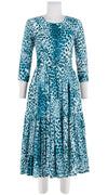 Melanie Dress #1 Crew Neck 3/4 Sleeve Midi Length Cotton Musola (Pierre Leopard White)