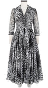 Aster Dress Shirt Collar 3/4 Sleeve Midi Length Cotton Musola (Pierre Leoparde)