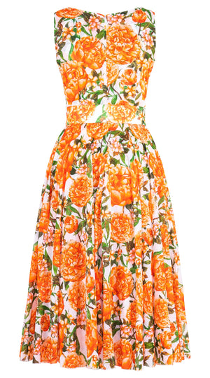 Aster Dress Boat Neck Sleeveless Midi Length Cotton Musola (Pink Peony)