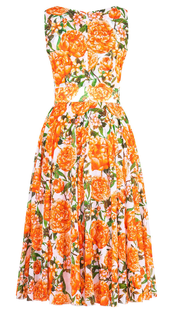 Aster Dress Boat Neck Sleeveless Midi Length Cotton Musola (Pink Peony)