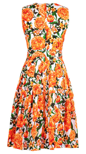 Rose Dress Crew Neck Sleeveless Long Length Cotton Musola (Pink Peony)