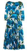 Aster Dress Round Neck 3/4 Sleeve Midi Length Cotton Musol (Poppy Poland Big)
