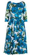 Aster Dress Round Neck 3/4 Sleeve Midi Length Cotton Musol (Poppy Poland Big)