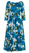 Aster Dress Round Neck 3/4 Sleeve Midi Length Cotton Musol (Poppy Poland Big)
