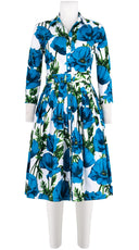 Audrey Dress #2 Shirt Collar 3/4 Sleeve Cotton Stretch (Poppy Poland Big)