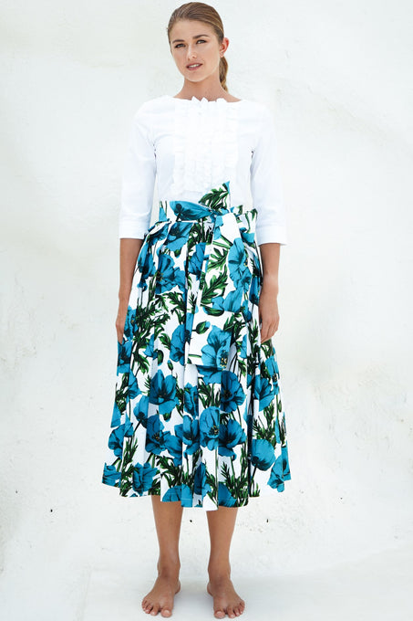 Lana Skirt Midi Length Cotton Stretch (Poppy Poland Big)