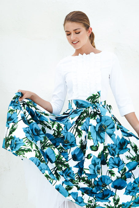 Lana Skirt Midi Length Cotton Stretch (Poppy Poland Big)